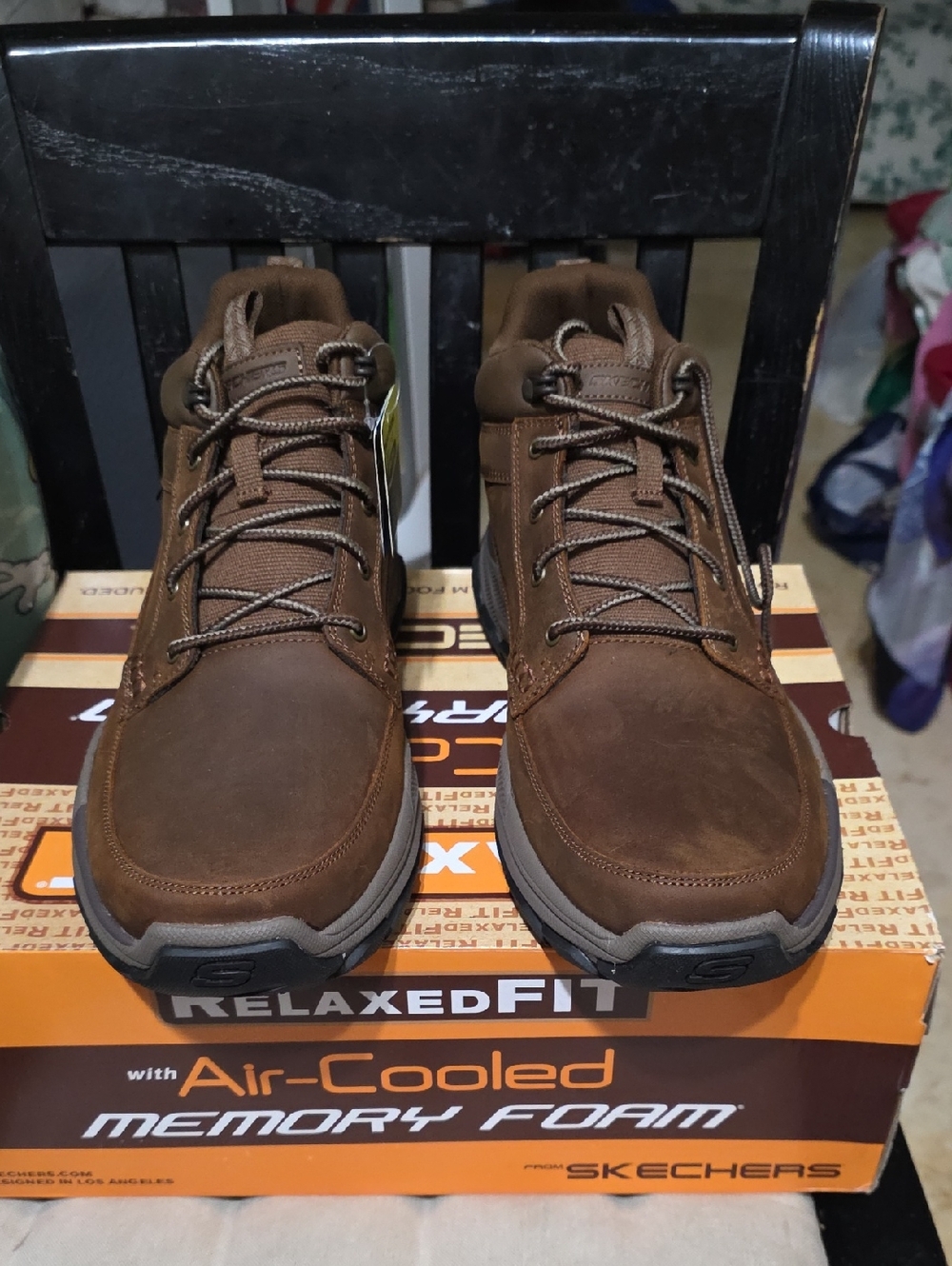 Skechers Men's Brown Relaxed Fit Memory Foam Work Shoesnew Size 13